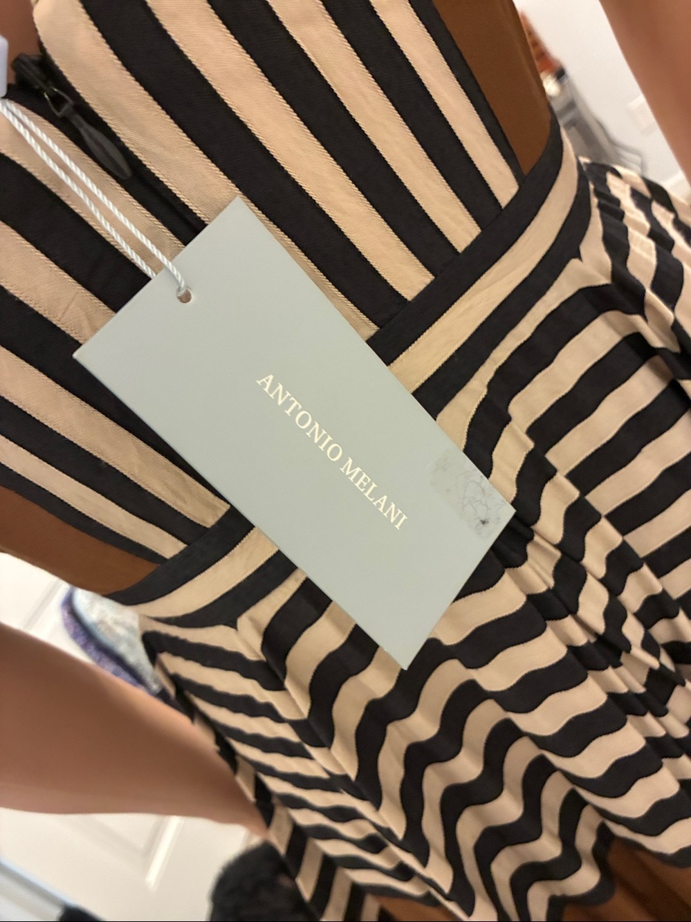 ANTONIO MELANI Black and Brown Striped V-Neck Maxi Dress - Picture 8 of 11